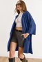 Women's Indigo Soft Textured Knitwear Cardigan with Pockets Hrk-19000424 - 3
