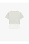 Lace Detailed Asymmetrical Cut Crew Neck Short Sleeve T-Shirt - 4