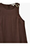 Modal Fabric Loose Fit Metal Accessory Sleeveless Crew Neck Long Flared Dress - 5