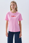Women's Pink Printed Crew Neck T-Shirt