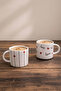 Set of 2 Heart-Shaped Ceramic Coffee Cups – Modern Design Heart Patterned Ceramic Mug - 3