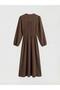 Green High Neck Gathered Waist Fitted Dress (S6) - 6