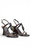 Women's Brown Stone Buckle Semi-Shiny Sandals with Padded Sole and Bow and Stone K300 - 2