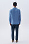 Men's Blue Striped Comfort Fit Long Sleeve Shirt - 2
