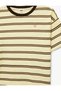 Heart Detailed Striped Yellow Girls' T-Shirt 6Skg10427Ak - 7