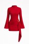 Women's High Neck Buckle Detailed Belted Mini Dress - 4