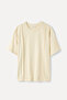Women's Yellow Ribbed Stitched Oversize Crew Neck T-Shirt - 5