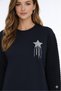 Günpa 275-02-26 Women's Long Tunic Star Stone Detailed Wrinkled Sleeve Sweatshirt - 5