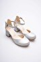 Children's Evening Dress Silver Shiny Heelled Shoes - 2