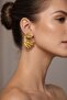 Élysée Women's Yellow Steel Earrings - Modern Wavy Design Stud Earrings
