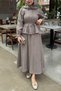 Ruffle Detailed Shirt and Gofre Skirt Two-Piece Set - Mink - 3