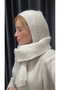 Women's Beige Hooded Knitwear Scarf Soft Textured Long Shawl - 3