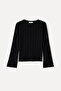 Women's Yellow Ribbed Long Sleeve Blouse - 4