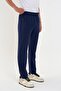 Light Navy Blue Men's Sweatpants with Zipper and Three Pockets, Thin Draped Fabric, Comfortable Fit, Classic Leg - 5