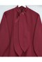 Scarf-Buttoned Oversize Shirt - Burgundy - 2