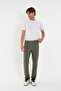 Light Khaki Men's Sweatpants with Zipper and Three Pockets, Thin Draped Fabric, Comfortable Fit, Classic Leg - 4