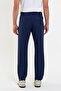 Light Navy Blue Men's Sweatpants with Zipper and Three Pockets, Thin Draped Fabric, Comfortable Fit, Classic Leg - 7