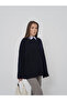Women's Navy Blue Crew Neck Cotton Textured Long Sleeve Knit Sweater - 3