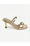 Talya Gold Ring Buckle Goblet Heeled Slippers - Gold Foil - 2
