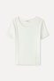 Women's Off-White Ribbed Fitted Ribbed Stitched Short Sleeve Blouse - 4