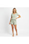 Women's Jacquard Bohçalık and Dowry Set Light Green Color Floral Patterned 3-Piece Pajama Set Bb2312 - 2