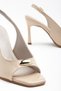 Women's Patent Leather Buckle Detailed Heeled Shoes Beige - 3