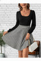 Women's Top Sandy Fabric Houndstooth Suede Skirted Dress Length 100 cm - 2