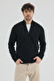 Pure 100% Cotton Men's Knitwear Zip-Up Cardigan – Black - 7