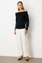 Women's Off-Shoulder Black Sweater 65380 - 3