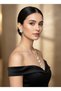 Zircon Stone Triple Flower Detailed Necklace Earrings Bracelet Set – Stylish Evening Dress Jewelry Set - 3
