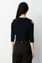 Women's Six-Eyelet Crew Neck Black Sweater 65319 - 3