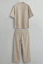 Men's Oversize Breathable Shirt and Pants Two-Piece Set Beige - 2