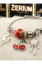 Modern Steel Stylish Women's Charm Steel Bracelet Cherry and Sleep Dream - 3