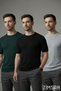Men's 3-Piece Short Sleeve Knitwear T-Shirt Crew Neck T-Shirt Textured Emerald Black Gray