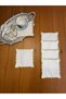 6 Pieces Gardenia Linen Gold Color Zigzag Square Embroidered Cocktail Presentation Napkins - 2