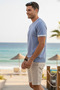 Men's Summer Trend Short Sleeve Knit Blue T-Shirt - 2
