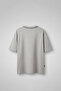 Men's Oversize Premium Contrast Collar Printed T-Shirt Gray - 2