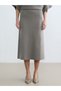 Beige Elastic Waist Knitwear Skirt - 2