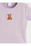 Seray New Season Crew Neck Embroidered Girls' Corded Fabric Shorts Pajama Set - 8