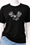 Black and White Eagle Printed Oversize T-Shirt 100% Cotton Crew Neck - 2