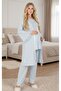 New Season Blue Lace Buttoned Special Design Maternity Pajama Set - 2