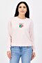 Women Crew Neck Long Sleeve Graphic Print Sweatshirt, Pink