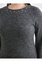 Plus Size Crew Neck A-Line Dress with Stones - 3