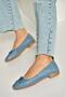 Y398224203 Blue Genuine Leather Women's Ballerinas