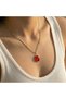 316L Steel Anti-Tarnish Women's Necklace |   Gold Color Red Stone Women's Necklace 55cm - 2