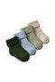 Mixed muted Baby roll top towelling socks 4 pack