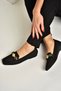 Y820400304 Black Knitwear Fabric Bead Detailed Women's Ballerina Shoes - 2