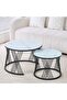 Round Nesting Coffee Table Set of 2 Stacking Coffee Table Living Room Round Nested End Table Side Ta