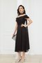 Full Lace Shawl Detailed Midi Dress - Brown - 6