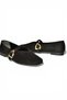 Y726632602 Black Suede Heart Buckle Detailed Women's Ballerinas - 4